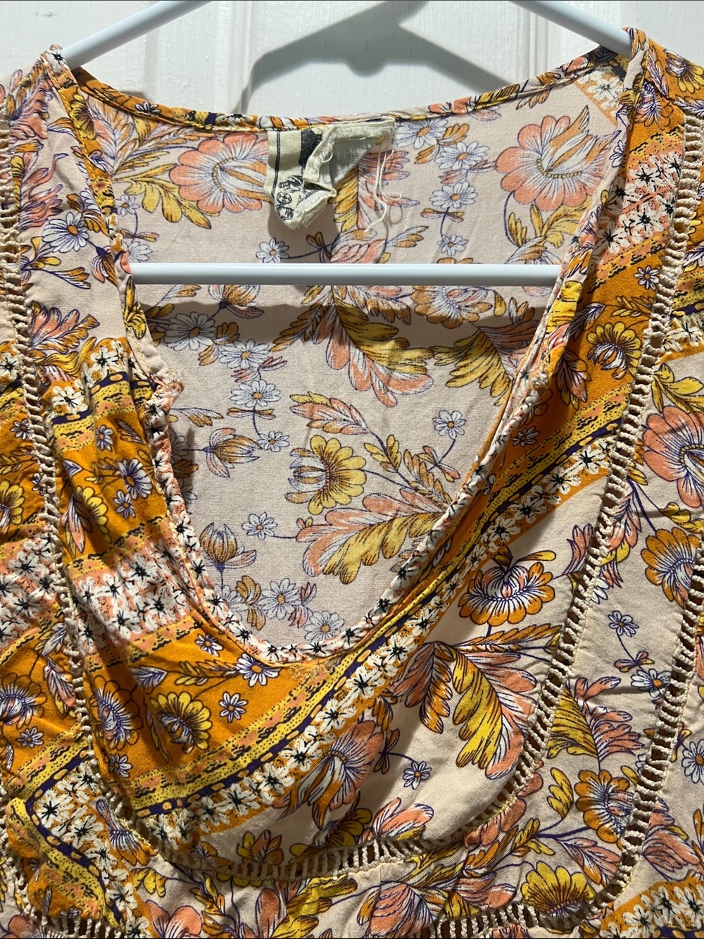 Jaase Mustard Floral Boho Peasant Blouse - Picture 4 of 9